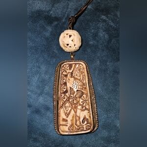 Handcrafted Beige and Brown Pendant Necklace